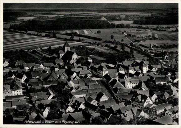 Postcard Oberschwarzach Schwarzach in the Odenwald Baden, aerial view of Schwarzach i Baden, view of houses