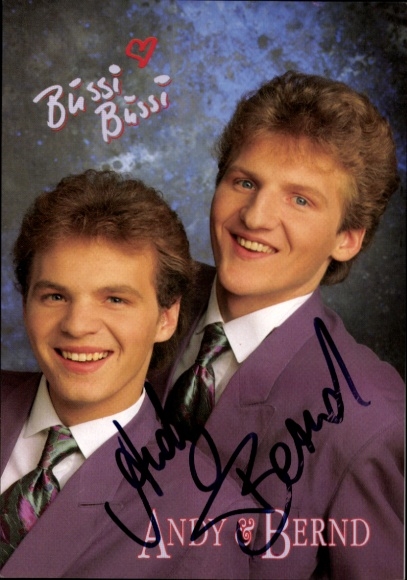 Autogrammkarte Sänger Andy und Bernd, Autogramm