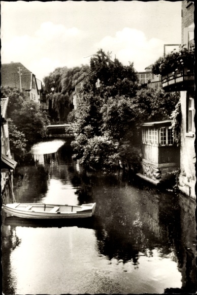 Postcard Lüchow in Lauenburg, idyllic angle, Jaetzel, boat