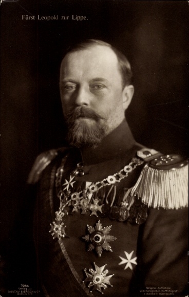 PC Prince Leopold IV of Lippe, portrait in uniform, order, Liersch 7044