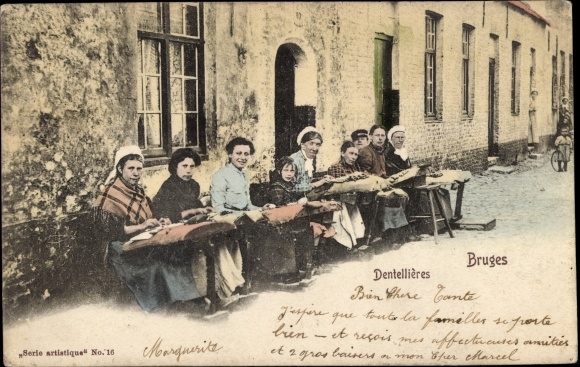 Postcard Bruges Brugge Flanders West Flanders, Dentellieres