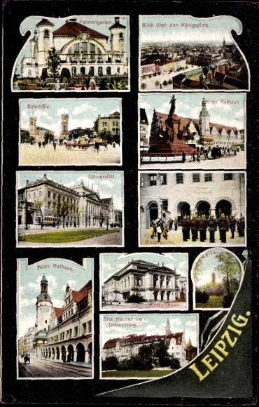 Ak Leipzig, Universität, Hauptwache, Bahnhöfe, Rathaus