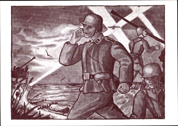 Ak Deutsche Soldaten, Wehrmacht, Flak, Fliegerangriff