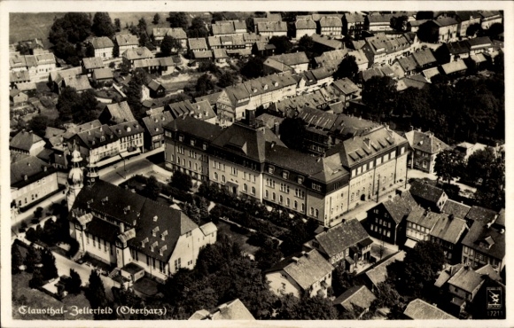 Ak Clausthal Zellerfeld im Oberharz, Fliegeraufnahme