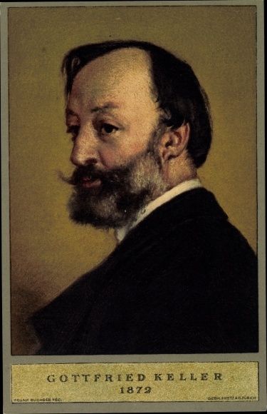 Ganzsachen Ak Gottfried Keller 1872, Schweizer Schriftsteller und Politiker, Bundesfeier