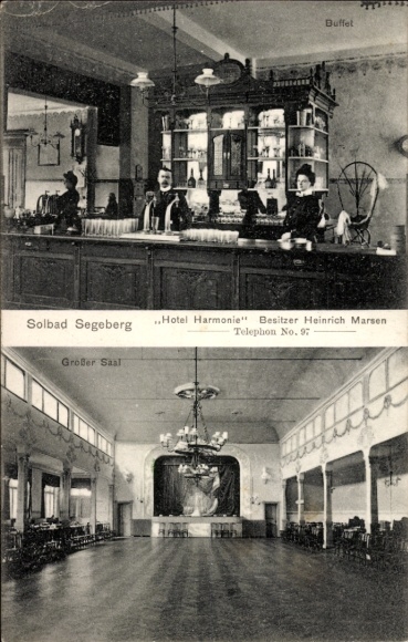 Postcard Bad Segeberg in Holstein, Hotel Harmonie, Buffet, Great Hall