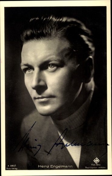 Ak Schauspieler Heinz Engelmann, Portrait, UFA Film, Ross A 3357 1, Autogramm