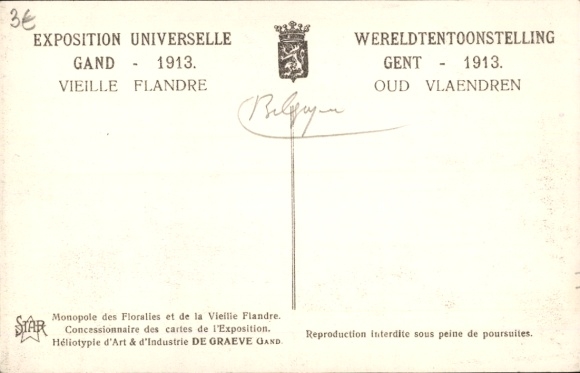 Postcard Gent Liège, World Exhibition 1913, Old Flanders, The Restaurant