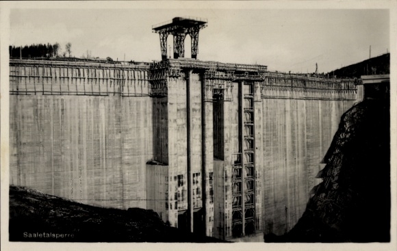 Postcard Hohenwarte Thuringia, Saale Dam, dam wall