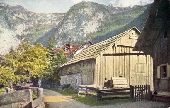 Postcard Obertraun Upper Austria, village motif
