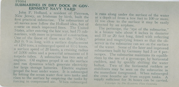Stereo Photo Submarines in dry dock in Government Navy Yard, I WK