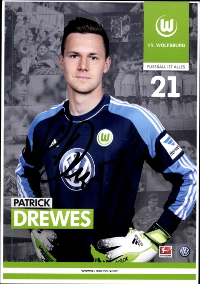 Autogrammkarte Fußballer Patrick Drewes, VfL Wolfsburg, Autogramm