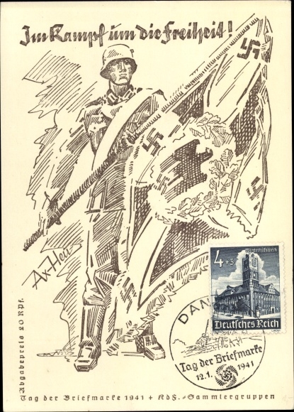 Künstler Ak Axster Heudtlaß, Im Kampf um die Freiheit, Tag der Briefmarke 1941, KdF