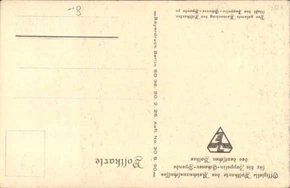 Artist Postcard Amtsberg, Otto, Defying all forces, preserving the work, Zeppelin Eckener donation