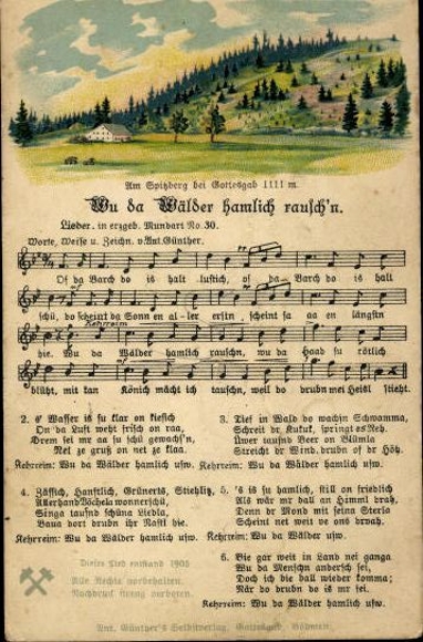 30 song cards, Anton Günther