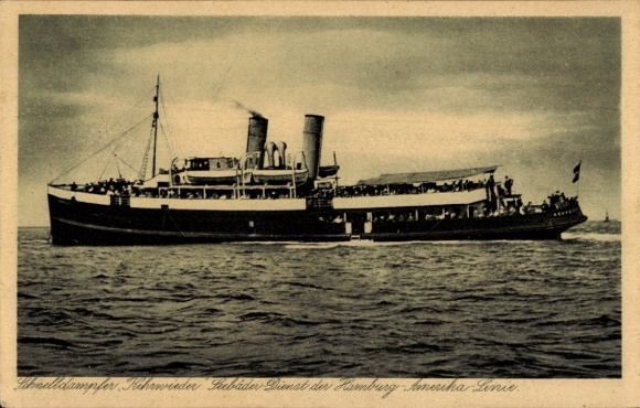 Postcard steamer Kehrwieder, HAPAG