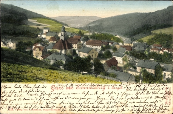 Postcard Schmiedeberg in the Erzgebirge, general view