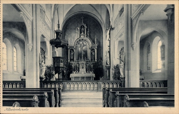 Postcard Zangberg Oberbayern, Educational Institute St. Joseph of the Salesian Sisters, Monastery Church