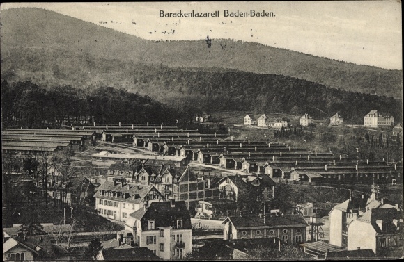 Postcard Baden Baden am Schwarzwald, barracks hospital