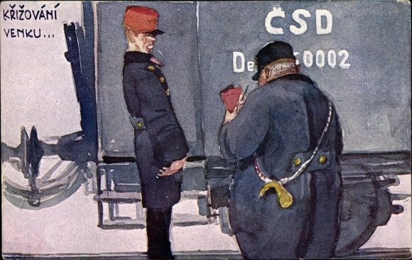 Artist PC Schrabal, E., Zeleznicari, Czech Railways, conductor