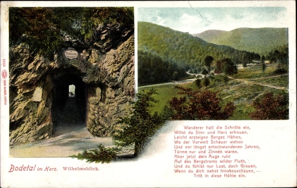 Ak Treseburg Thale in het Harzgebergte, Bodetal, Wilhelmsblick