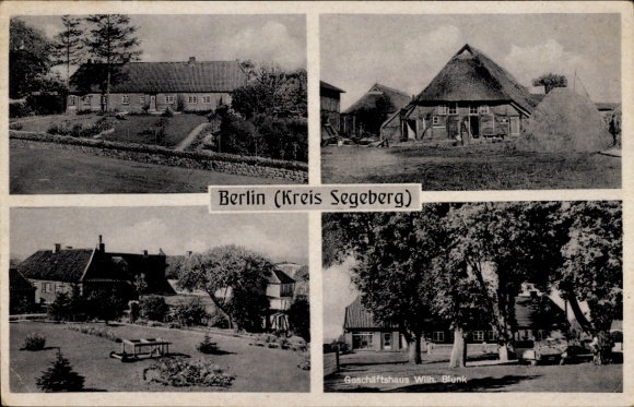 Postcard Berlin Seedorf in the district of Segeberg, half-timbered farmstead, commercial building Wilh. Blunk