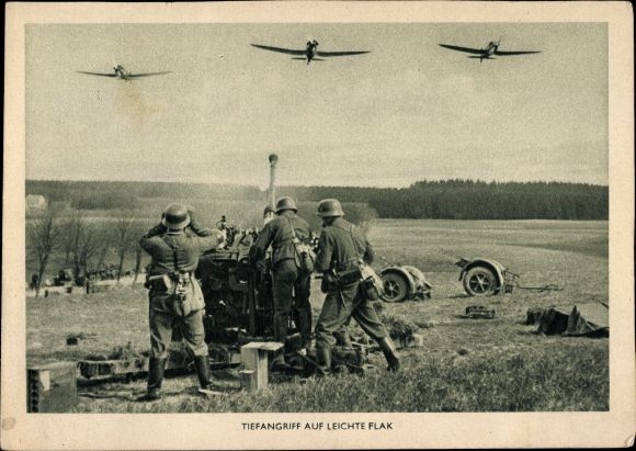 KP Deutsche Wehrmacht, atak niskiego poziomu na lekkie działa przeciwlotnicze, samoloty myśliwskie