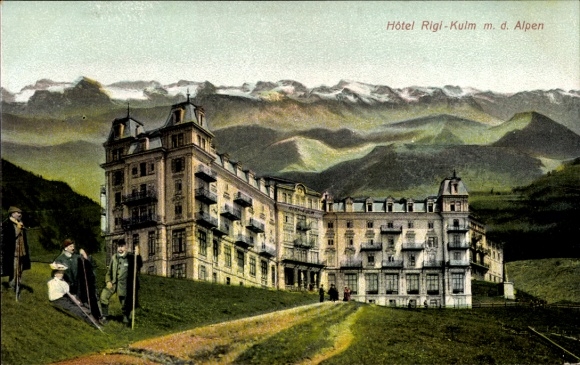 KP Rigi Kulm Kt. Schwyz, widok na hotel, ludzie