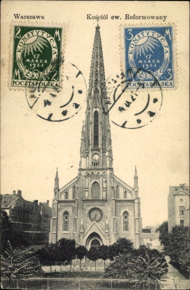 Postcard Warszawa Warsaw Poland, Evangelical Reformed Church