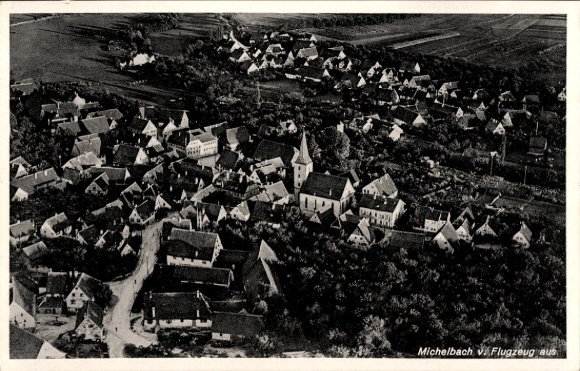 Postcard Michelbach am Wald Oehringen, aerial photograph