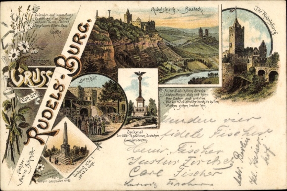Vorläufer Litho Saaleck Bad Kösen Naumburg Saale, Rudelsburg, Burghof, Denkmal