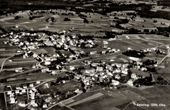 Postcard Raisting Upper Bavaria, aerial photograph