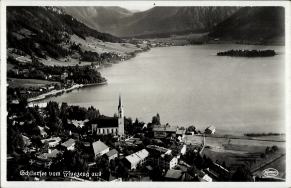 Postcard Schliersee in Upper Bavaria, aerial photograph