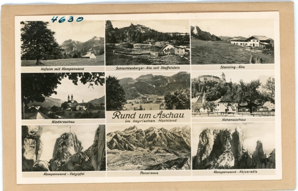 5 glass negatives Aschau am Inn Upper Bavaria, Kempenwand, total view, different views