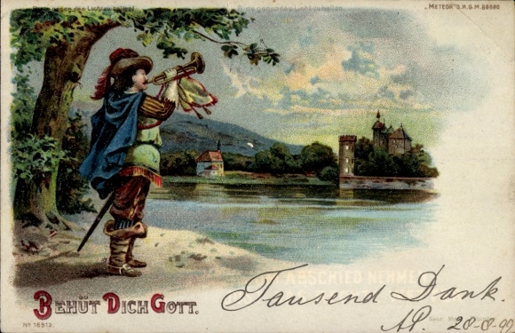 Hold against the light Chromo-Litho Trumpeter of Säckingen, God bless you, Meteor 16512
