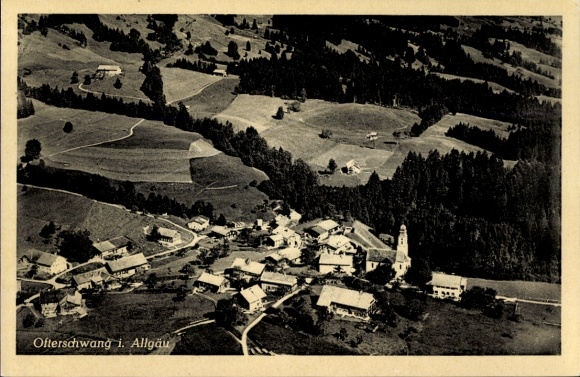 Postcard Ofterschwang in Allgäu, aerial photograph