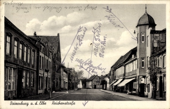 Postcard Boizenburg an der Elbe, Reichenstraße, shops