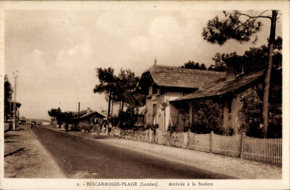 Postcard Biscarrosse Plage Landes, Arrivée à la Station