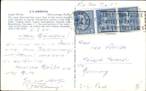 Ak Stoomschip SS America, USL