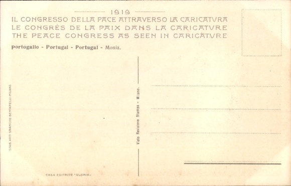 Artist Postcard Il Congresso della Pace attraverso la Caricatura, Portogallo, Moniz
