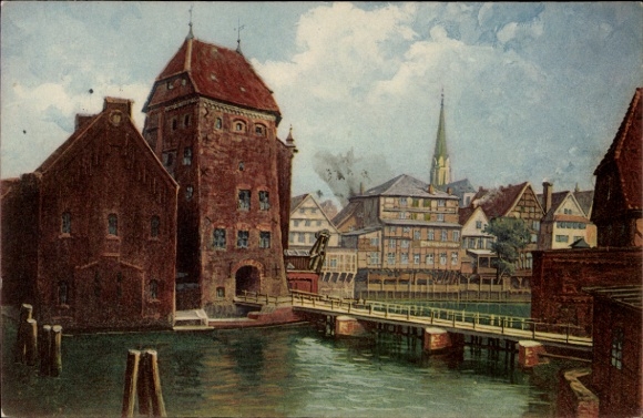 Postcard Lüneburg in Lower Saxony, water tower