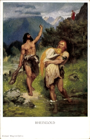 Ansichtkaart Rheingold, Richard Wagner, operascène