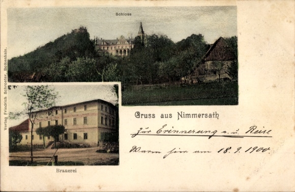 Postcard Płonina Nimmersatt Nimmersath Silesia, Castle, Brewery