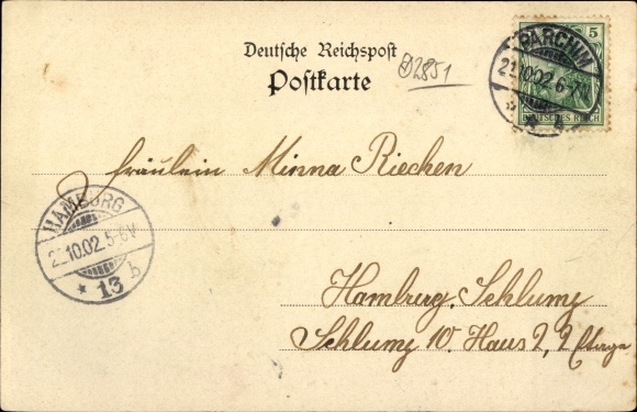 Postcard Slate Parchim in Mecklenburg, villa, maid, inn