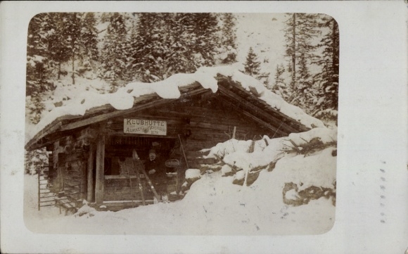 Photo Postcard Canton of Bern Switzerland, club hut, mountain hut, winter view