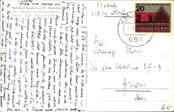 Postcard Dallau Elztal in the Odenwald, Naturheil Sanatorium Dr. Dorschner