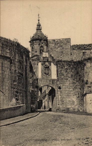 Postcard Hondarribia Fuenterrabia Basque Country, main gate