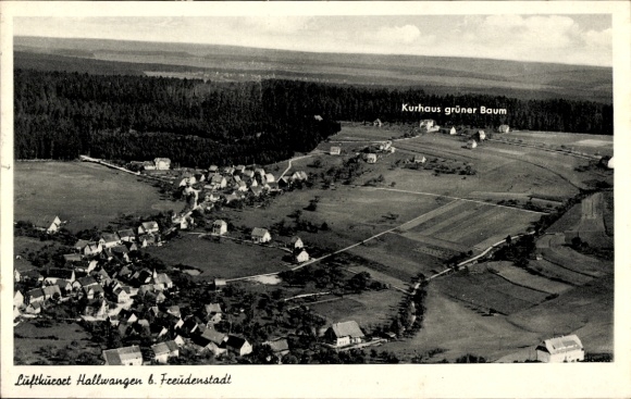 Postcard Hallwangen Dornstetten in the Black Forest Württemberg, general view, Kurhaus green tree