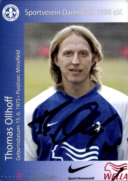 Autogrammkarte Fußballer Thomas Ollhoff, SV Darmstadt 98, Autogramm