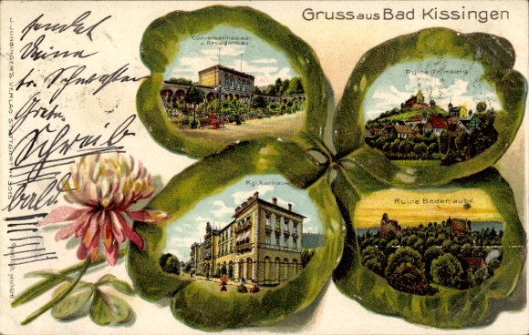 Cloverleaf lito Bad Kissingen Dolna Frankonia Bawaria, Royal Kurhaus, Ruiny Bodenlaube, Trimberg